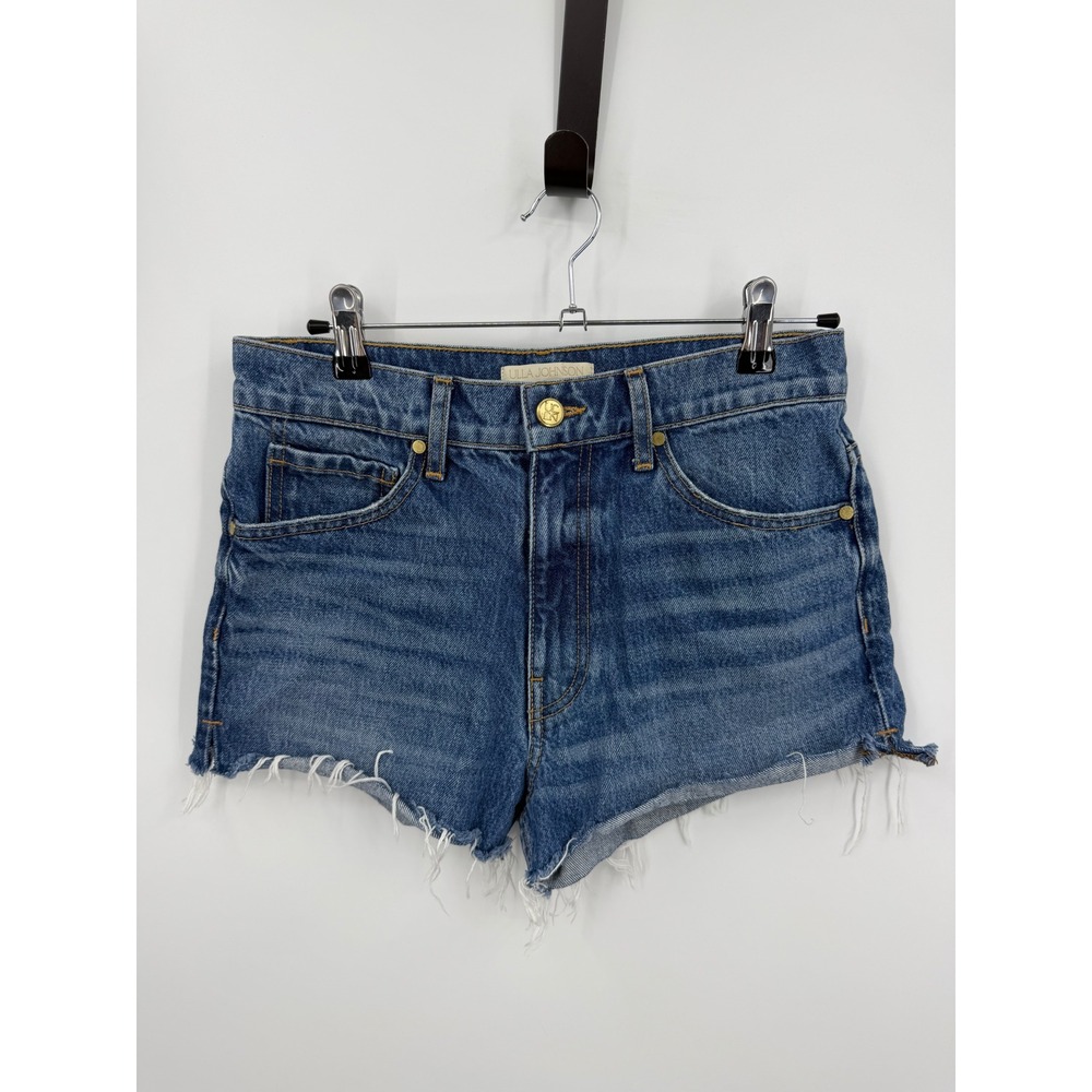 Ulla Johnson Ivy Short Upcycled Daphne Jean sz 26 Blue Denim Raw Hem High Rise